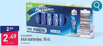 Promoties Aaa batterijen - Activ Energy - Geldig van 11/03/2024 tot 17/03/2024 bij Aldi