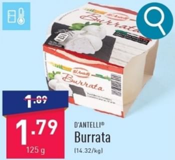 Promoties Burrata - D'Antelli - Geldig van 11/03/2024 tot 17/03/2024 bij Aldi