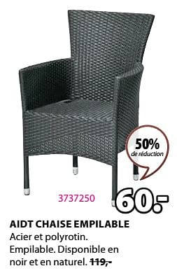 Promoties Aidt chaise empilable - Huismerk - Jysk - Geldig van 04/03/2024 tot 07/04/2024 bij Jysk