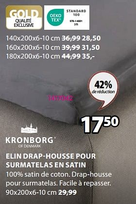 Promotions Elin drap-housse pour surmatelas en satin - Kronborg - Valide de 04/03/2024 à 07/04/2024 chez Jysk