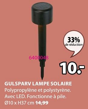 Promotions Gulsparv lampe solaire - Produit Maison - Jysk - Valide de 04/03/2024 à 07/04/2024 chez Jysk