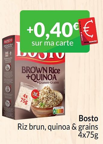 Promotions Bosto riz brun, quinoa + grains - Bosto - Valide de 01/03/2024 à 31/03/2024 chez Intermarche