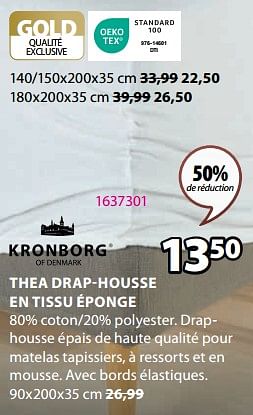 Promotions Thea drap-housse en tissu éponge - Kronborg - Valide de 04/03/2024 à 07/04/2024 chez Jysk