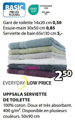 Promotions Uppsala serviette de toilette - Produit Maison - Jysk - Valide de 04/03/2024 à 07/04/2024 chez Jysk