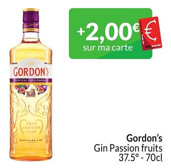Promotions Gordon’s gin passion fruits - Gordon's - Valide de 01/03/2024 à 31/03/2024 chez Intermarche