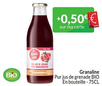 Promotions Granaline pur jus de grenade bio - Granaline - Valide de 01/03/2024 à 31/03/2024 chez Intermarche