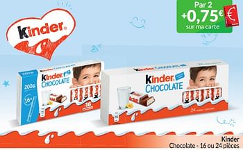 Promoties Kinder chocolate - Kinder - Geldig van 01/03/2024 tot 31/03/2024 bij Intermarche