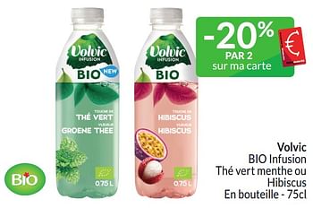 Promoties Volvic bio infusion thé vert menthe ou hibiscus - Volvic - Geldig van 01/03/2024 tot 31/03/2024 bij Intermarche
