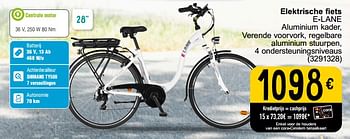 Promotions Elektrische fiets e-lane - E-Lane - Valide de 05/03/2024 à 24/09/2024 chez Cora