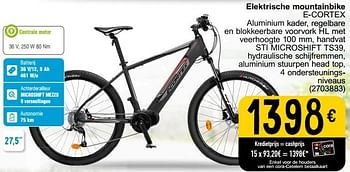 Promoties Elektrische mountainbike e-cortex - evortex - Geldig van 05/03/2024 tot 24/09/2024 bij Cora
