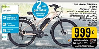 Promotions Elektrische suv-fiets e-bike - E-Bike - Valide de 05/03/2024 à 24/09/2024 chez Cora