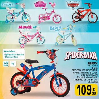 Promoties Huffy bicycles fiets frozen princesses cars minnie bluey of spider-man - Huffy Bicycles - Geldig van 05/03/2024 tot 24/09/2024 bij Cora