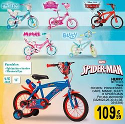 Huffy bicycles fiets frozen princesses cars minnie bluey of spider-man