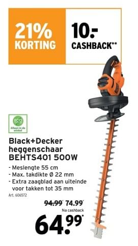 Promoties Black+decker heggenschaar behts401 - Black & Decker - Geldig van 06/03/2024 tot 12/03/2024 bij Gamma