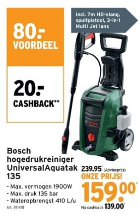Promoties Bosch hogedrukreiniger universal aquatak 135 - Bosch - Geldig van 06/03/2024 tot 12/03/2024 bij Gamma