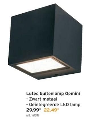Promoties Lutec buitenlamp gemini - Lutec - Geldig van 06/03/2024 tot 12/03/2024 bij Gamma