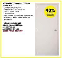 Afgewerkte complete deur senza wit incl. deurkast 40 cm en omlijsting-Huismerk - Zelfbouwmarkt