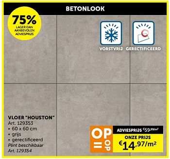Promotions Betonlook vloer houston - Produit maison - Zelfbouwmarkt - Valide de 05/03/2024 à 31/03/2024 chez Zelfbouwmarkt