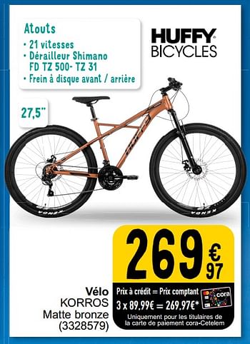 Promotions Huffy bicycles vélo korros - Huffy Bicycles - Valide de 05/03/2024 à 24/09/2024 chez Cora