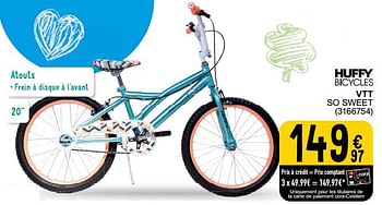 Promoties Huffy bicycles vtt so sweet - Huffy Bicycles - Geldig van 05/03/2024 tot 24/09/2024 bij Cora