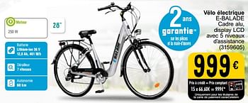 Promoties Vélo électrique 28`` e-balade - E-Balade - Geldig van 05/03/2024 tot 24/09/2024 bij Cora