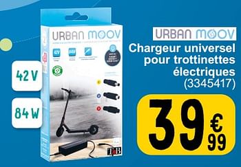 Promotions Chargeur universel pour trottinettes électriques - Urban Moov - Valide de 05/03/2024 à 24/09/2024 chez Cora