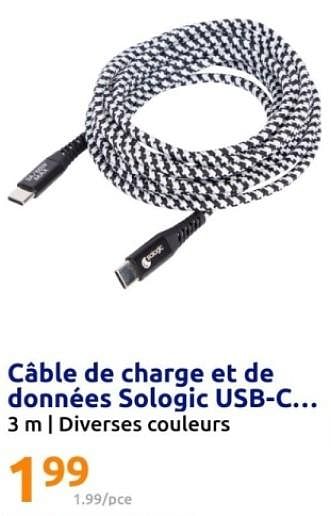 Promotions Cable de charge et de données sologic usb-c - Produit Maison - Action - Valide de 06/03/2024 à 12/03/2024 chez Action
