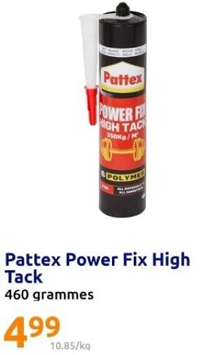 Promotions Pattex power fix high tack - Pattex - Valide de 06/03/2024 à 12/03/2024 chez Action