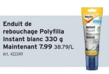 Promotions Enduit de rebouchage polyfilla instant blanc - Polyfilla - Valide de 06/03/2024 à 12/03/2024 chez Gamma