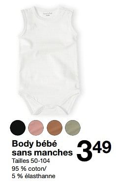 Promotions Body bébé sans manches - Produit maison - Zeeman  - Valide de 02/03/2024 à 15/03/2024 chez Zeeman