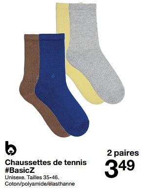 Promotions Chaussettes de tennis #basicz - Produit maison - Zeeman  - Valide de 02/03/2024 à 15/03/2024 chez Zeeman