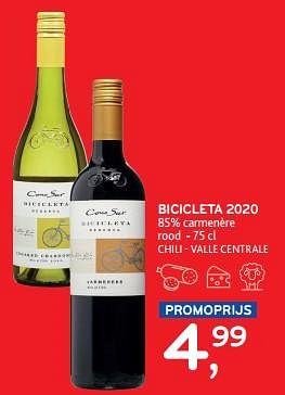 Promoties Bicicleta 2020 85% carmenère rood - Rode wijnen - Geldig van 13/03/2024 tot 26/03/2024 bij Alvo