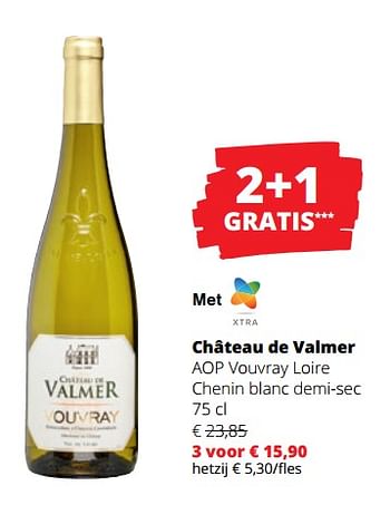 Promoties Château de valmer aop vouvray loire chenin blanc demi-sec - Witte wijnen - Geldig van 14/03/2024 tot 27/03/2024 bij Spar (Colruytgroup)