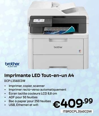 Promotions Brother a4 all-in-one kleurenledprinter dcp-l3560cdw - Brother - Valide de 01/03/2024 à 31/03/2024 chez Compudeals