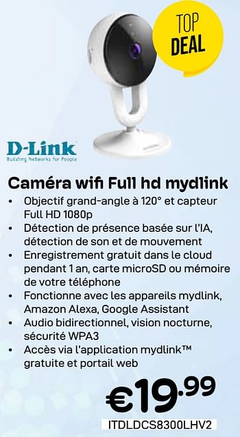 Promoties Caméra wifi Full hd mydlink - D-Link - Geldig van 01/03/2024 tot 31/03/2024 bij Compudeals