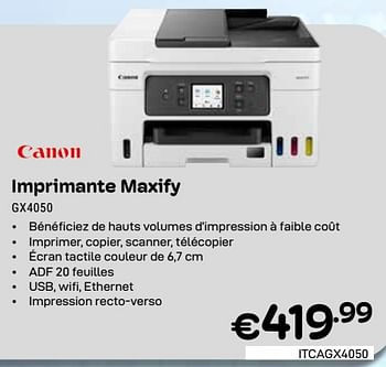 Promoties Canon maxify printer gx4050 - Canon - Geldig van 01/03/2024 tot 31/03/2024 bij Compudeals
