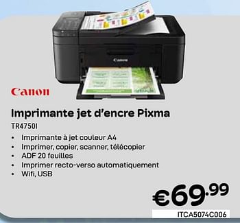 Promoties Canon pixma kleureninkjet printer tr4750i - Canon - Geldig van 01/03/2024 tot 31/03/2024 bij Compudeals
