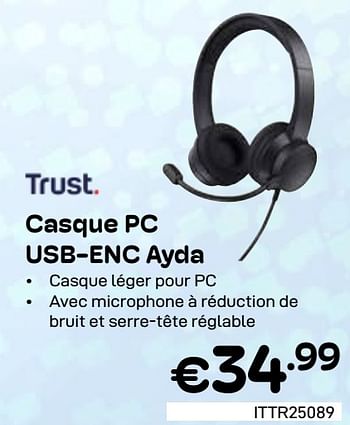 Promoties Casque PC USB-ENC Ayda - Trust - Geldig van 01/03/2024 tot 31/03/2024 bij Compudeals