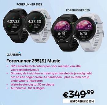 Promoties Garmin forerunner 255(s) music - Garmin - Geldig van 01/03/2024 tot 31/03/2024 bij Compudeals