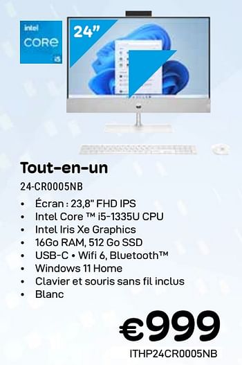 Promotions Hp all-in-one 24-cr0005nb - HP - Valide de 01/03/2024 à 31/03/2024 chez Compudeals