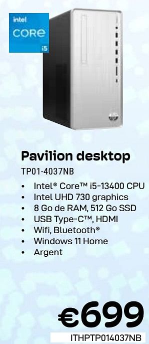 Promotions Hp pavilion desktop tp01-4037nb - HP - Valide de 01/03/2024 à 31/03/2024 chez Compudeals