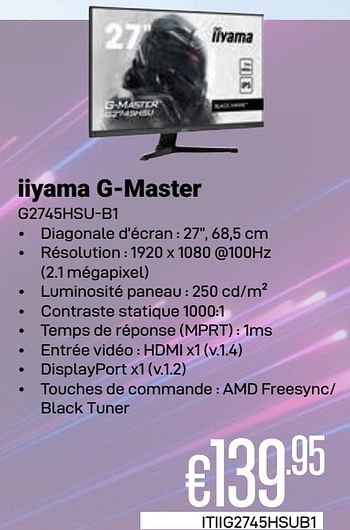Promoties Iiyama g-master g2745hsu-b1 - Iiyama - Geldig van 01/03/2024 tot 31/03/2024 bij Compudeals