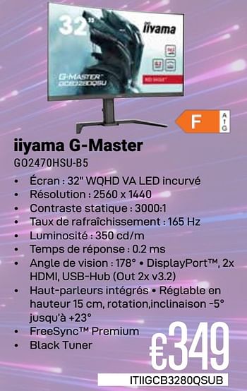 Promotions Iiyama g-master gcb3280qsu-b1 - Iiyama - Valide de 01/03/2024 à 31/03/2024 chez Compudeals