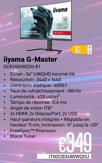 Promotions Iiyama g-master gcb3480wqsu-b1 - Iiyama - Valide de 01/03/2024 à 31/03/2024 chez Compudeals