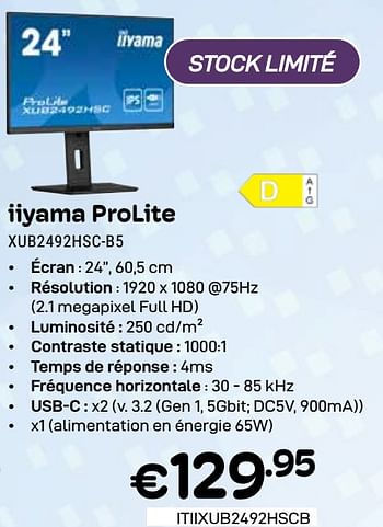 Promoties Iiyama prolite xub2492hsc-b5 - Iiyama - Geldig van 01/03/2024 tot 31/03/2024 bij Compudeals