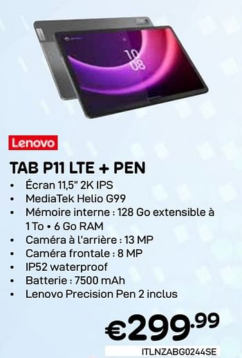 Promoties Lenovo tab p11 lte + pen - Lenovo - Geldig van 01/03/2024 tot 31/03/2024 bij Compudeals