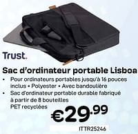 Promotions Sac d’ordinateur portable Lisboa - Trust - Valide de 01/03/2024 à 31/03/2024 chez Compudeals