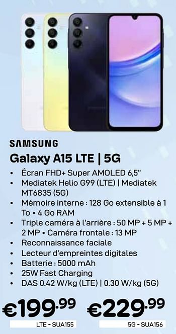 Promotions Samsung galaxy a15 lte | 5g - Samsung - Valide de 01/03/2024 à 31/03/2024 chez Compudeals