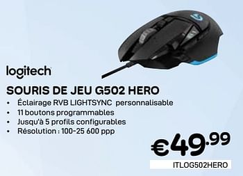 Promoties SOURIS DE JEU G502 HERO - Logitech - Geldig van 01/03/2024 tot 31/03/2024 bij Compudeals