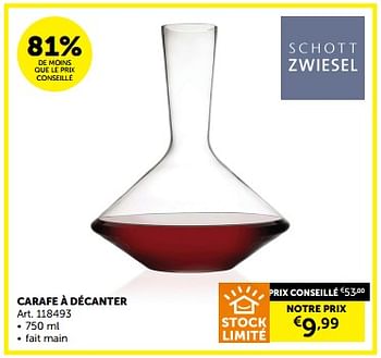 Promotions Carafe à décanter - Schott Zwiesel - Valide de 05/03/2024 à 31/03/2024 chez Zelfbouwmarkt